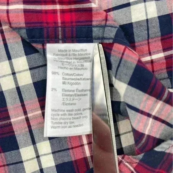 J Crew Mercantile Men's Flex XL Button Down Shirt Plaid Red Blue Cream White - Picture 3 of 10